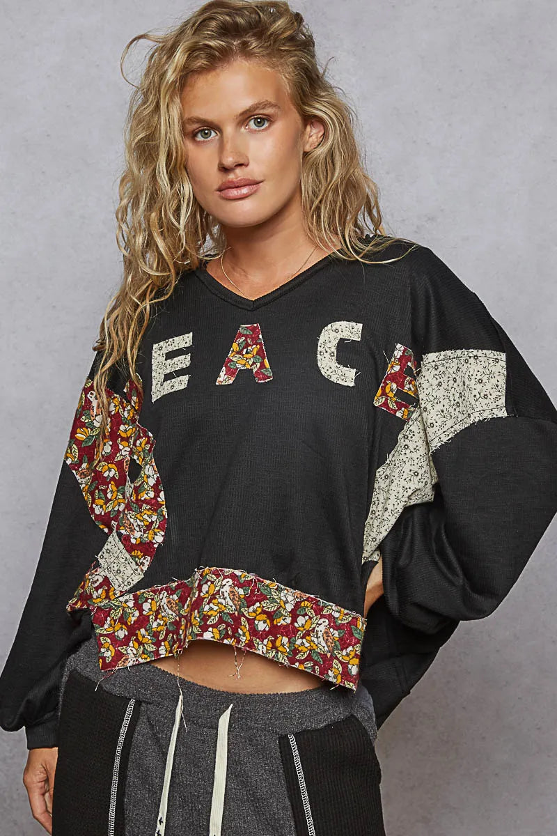 POL Peace Patch Floral Long Sleeve Hoodie-Sweatshirts & Hoodies-Trendsi-Black-S-[option4]-[option5]-[option6]-[option7]-[option8]-Shop-Boutique-Clothing-for-Women-Online