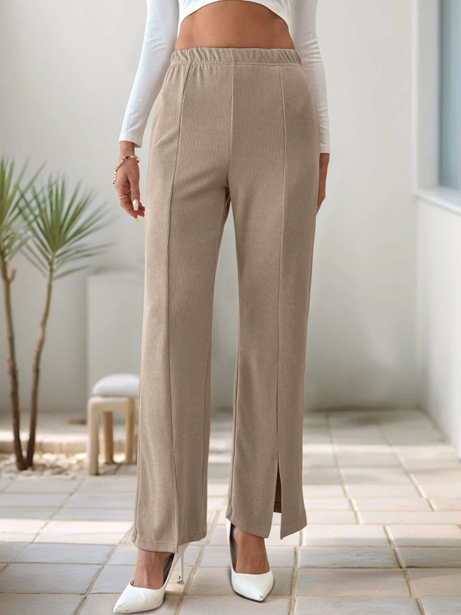 High-Waisted Slit Pants-Pants-Trendsi-[option4]-[option5]-[option6]-[option7]-[option8]-Shop-Boutique-Clothing-for-Women-Online