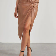 Twist Detail High Waist Skirt-Skirts-Trendsi-Tan-S-[option4]-[option5]-[option6]-[option7]-[option8]-Shop-Boutique-Clothing-for-Women-Online