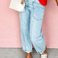 Drawstring Washed Relaxed Fit Boyfriend Jeans-Jeans-Trendsi-[option4]-[option5]-[option6]-[option7]-[option8]-Shop-Boutique-Clothing-for-Women-Online