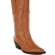 Dockery Studs Embellished Cowboy Boots-Rag Company-Tan-US-5 / UK-3 / EU-36-[option4]-[option5]-[option6]-[option7]-[option8]-Shop-Boutique-Clothing-for-Women-Online
