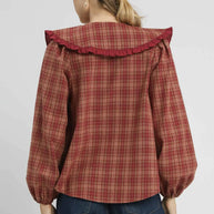 Umgee Full Size Plaid Ruffle Collar Blouse-Blouses-Trendsi-[option4]-[option5]-[option6]-[option7]-[option8]-Shop-Boutique-Clothing-for-Women-Online