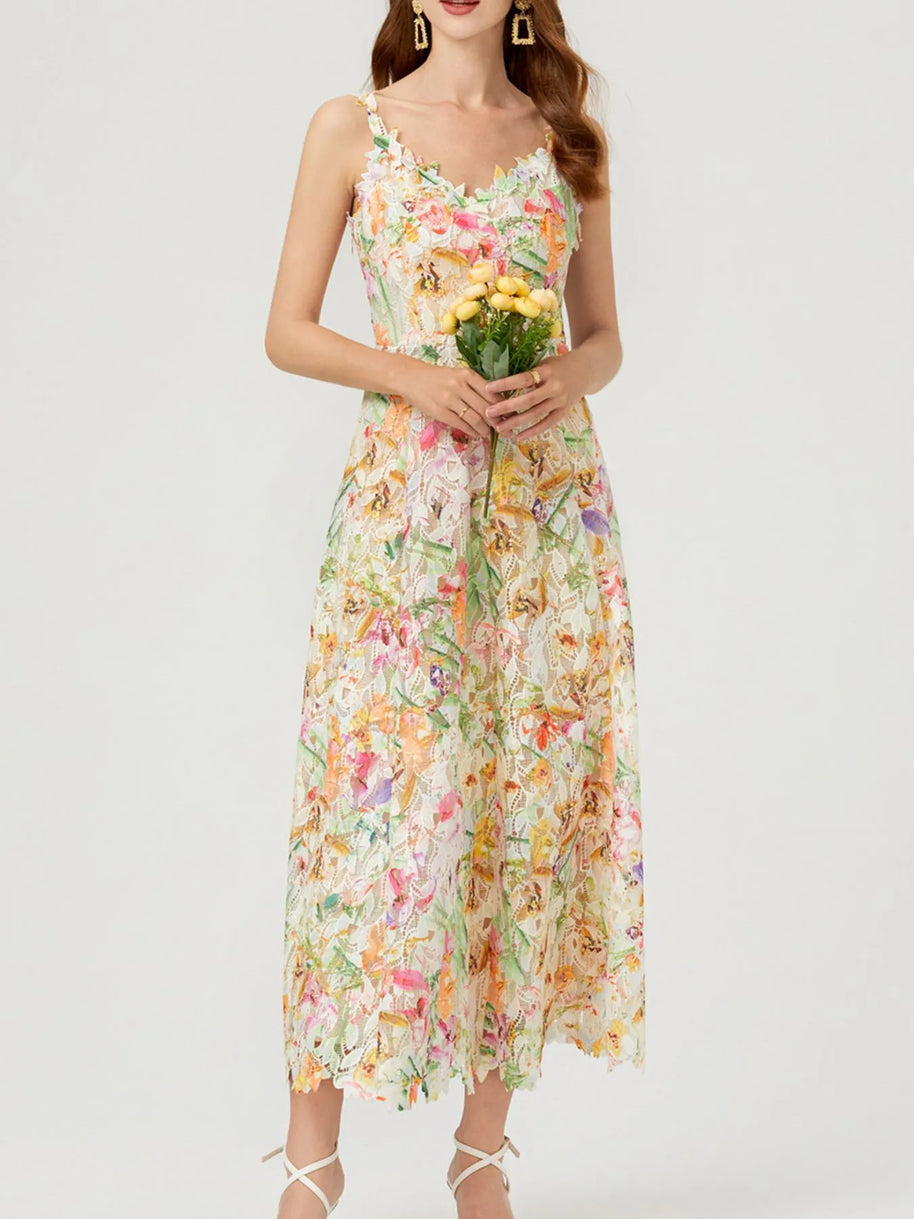 Floral Lace Sleeveless V-Neck Midi Dress-Dresses-Trendsi-[option4]-[option5]-[option6]-[option7]-[option8]-Shop-Boutique-Clothing-for-Women-Online