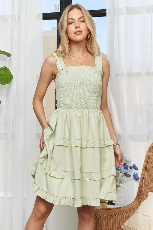 ADORA Smocked Ruffled Wide Strap Mini Dress-Dresses-Trendsi-[option4]-[option5]-[option6]-[option7]-[option8]-Shop-Boutique-Clothing-for-Women-Online