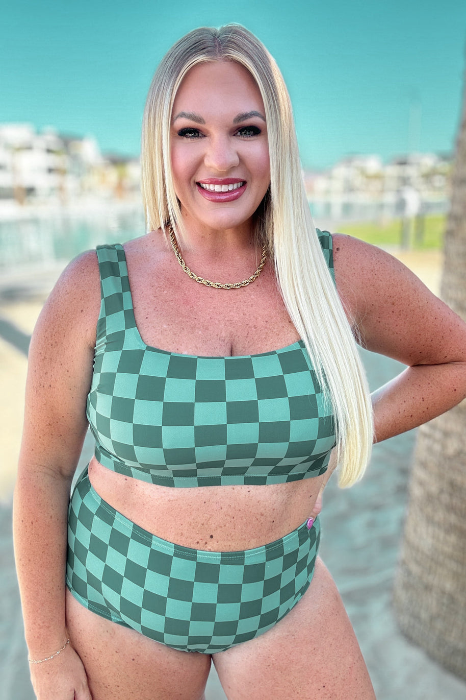 Bali Checkered High Waisted Swim Bottoms-Swimwear-Ave Shops-[option4]-[option5]-[option6]-[option7]-[option8]-Shop-Boutique-Clothing-for-Women-Online