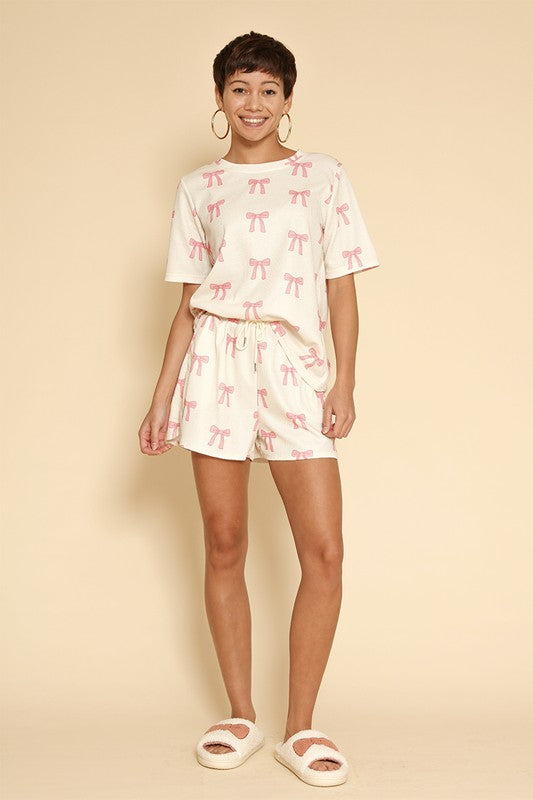 Novelty printed waffle pajama/ lounge shorts set-Miss Sparkling-[option4]-[option5]-[option6]-[option7]-[option8]-Shop-Boutique-Clothing-for-Women-Online