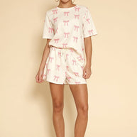 Novelty printed waffle pajama/ lounge shorts set-Miss Sparkling-[option4]-[option5]-[option6]-[option7]-[option8]-Shop-Boutique-Clothing-for-Women-Online