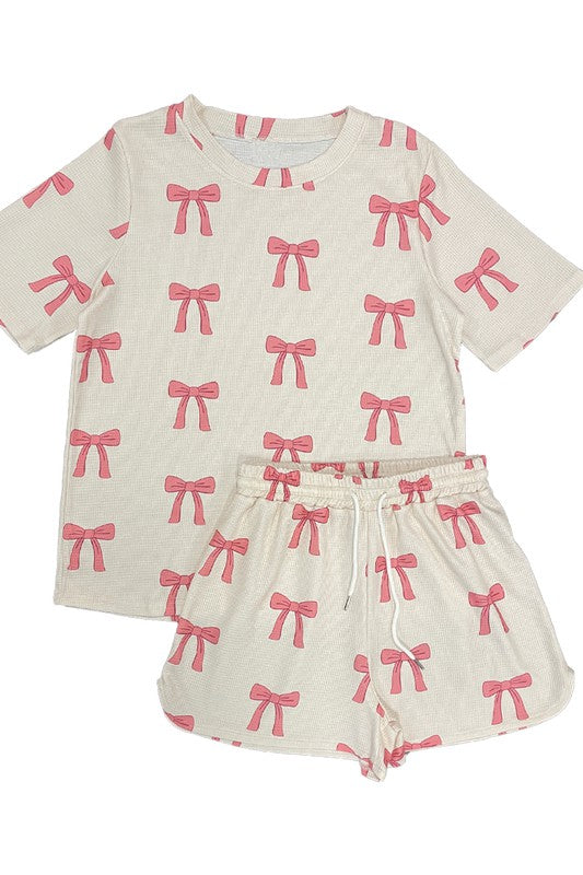Novelty printed waffle pajama/ lounge shorts set-Miss Sparkling-[option4]-[option5]-[option6]-[option7]-[option8]-Shop-Boutique-Clothing-for-Women-Online