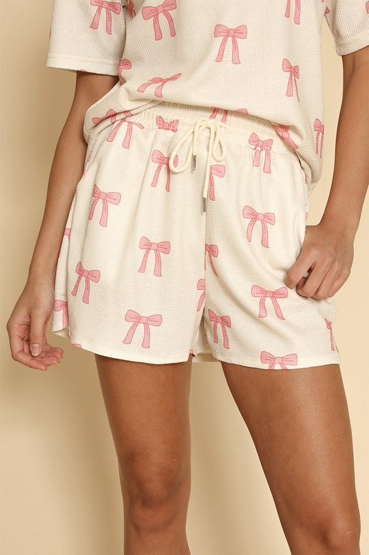 Novelty printed waffle pajama/ lounge shorts set-Miss Sparkling-[option4]-[option5]-[option6]-[option7]-[option8]-Shop-Boutique-Clothing-for-Women-Online