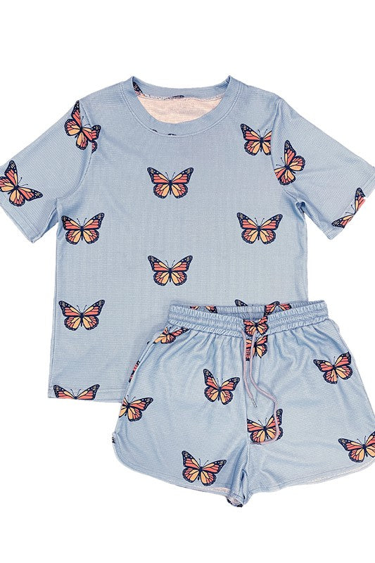 Novelty printed waffle pajama/ lounge shorts set-Miss Sparkling-[option4]-[option5]-[option6]-[option7]-[option8]-Shop-Boutique-Clothing-for-Women-Online