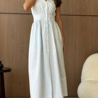 Striped V-Neck Sleeveless Midi Dress-Dresses-Trendsi-Light Blue-S-[option4]-[option5]-[option6]-[option7]-[option8]-Shop-Boutique-Clothing-for-Women-Online