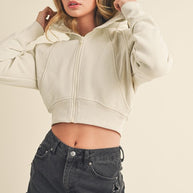 Deva Cropped Hooded Jacket-Aemi + Co-BONE-S-[option4]-[option5]-[option6]-[option7]-[option8]-Shop-Boutique-Clothing-for-Women-Online