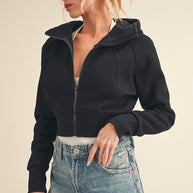 Deva Cropped Hooded Jacket-Aemi + Co-BLACK-S-[option4]-[option5]-[option6]-[option7]-[option8]-Shop-Boutique-Clothing-for-Women-Online