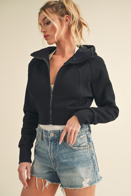 Deva Cropped Hooded Jacket-Aemi + Co-BLACK-S-[option4]-[option5]-[option6]-[option7]-[option8]-Shop-Boutique-Clothing-for-Women-Online