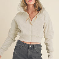 Deva Cropped Hooded Jacket-Aemi + Co-HEATHER BONE-S-[option4]-[option5]-[option6]-[option7]-[option8]-Shop-Boutique-Clothing-for-Women-Online