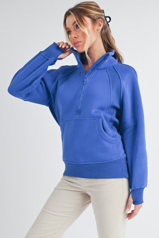 Long Dove Funnel Neck Half Long Zip-Aemi + Co-COBALT-S-[option4]-[option5]-[option6]-[option7]-[option8]-Shop-Boutique-Clothing-for-Women-Online