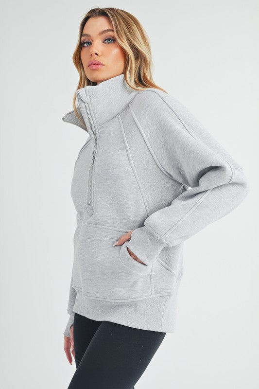 Long Dove Funnel Neck Half Long Zip-Aemi + Co-[option4]-[option5]-[option6]-[option7]-[option8]-Shop-Boutique-Clothing-for-Women-Online