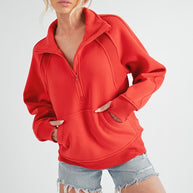 Long Dove Funnel Neck Half Long Zip-Aemi + Co-Tomato-S-[option4]-[option5]-[option6]-[option7]-[option8]-Shop-Boutique-Clothing-for-Women-Online