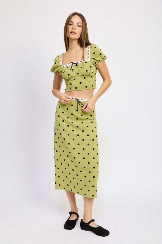 POLKA DOT MIDI SKIRT WITH LACE TRIM-Emory Park-[option4]-[option5]-[option6]-[option7]-[option8]-Shop-Boutique-Clothing-for-Women-Online
