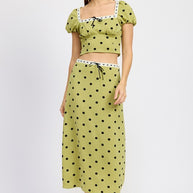POLKA DOT MIDI SKIRT WITH LACE TRIM-Emory Park-OLIVE POLKA DOT-S-[option4]-[option5]-[option6]-[option7]-[option8]-Shop-Boutique-Clothing-for-Women-Online