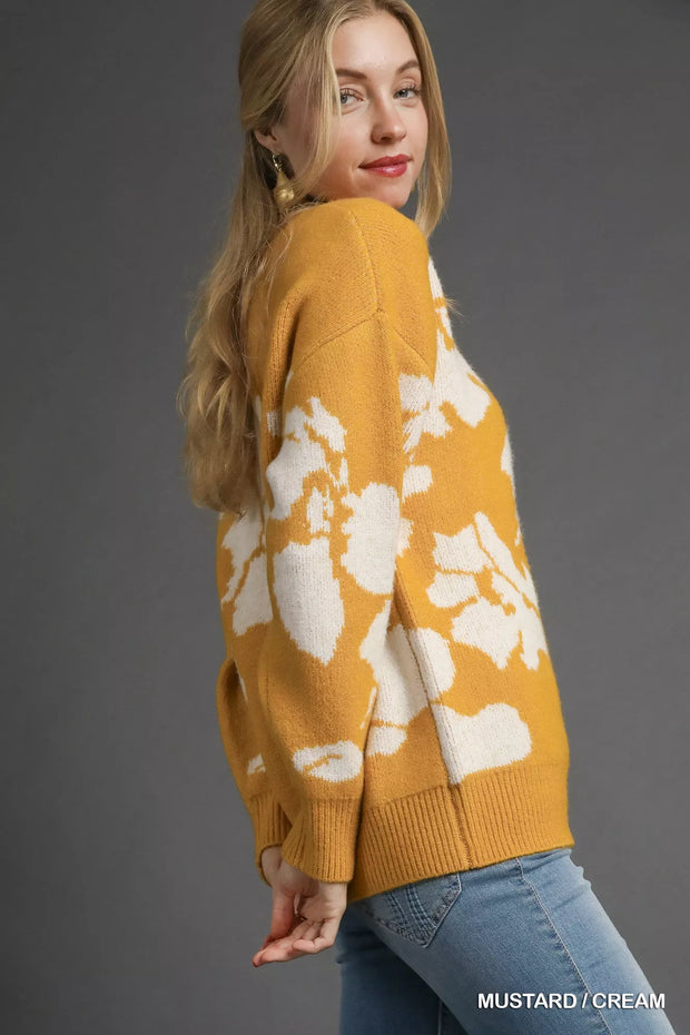 Umgee Floral Long Sleeve Sweater-Sweaters-Trendsi-[option4]-[option5]-[option6]-[option7]-[option8]-Shop-Boutique-Clothing-for-Women-Online