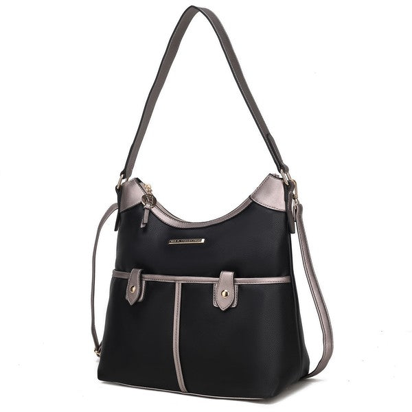 The Harper Vegan Leather Shoulder Bag by Mia K-MKF Collection by Mia K-Black-Pewter-One Size-[option4]-[option5]-[option6]-[option7]-[option8]-Shop-Boutique-Clothing-for-Women-Online