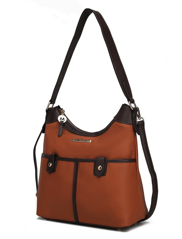 The Harper Vegan Leather Shoulder Bag by Mia K-MKF Collection by Mia K-Cognac-Chocolate-One Size-[option4]-[option5]-[option6]-[option7]-[option8]-Shop-Boutique-Clothing-for-Women-Online