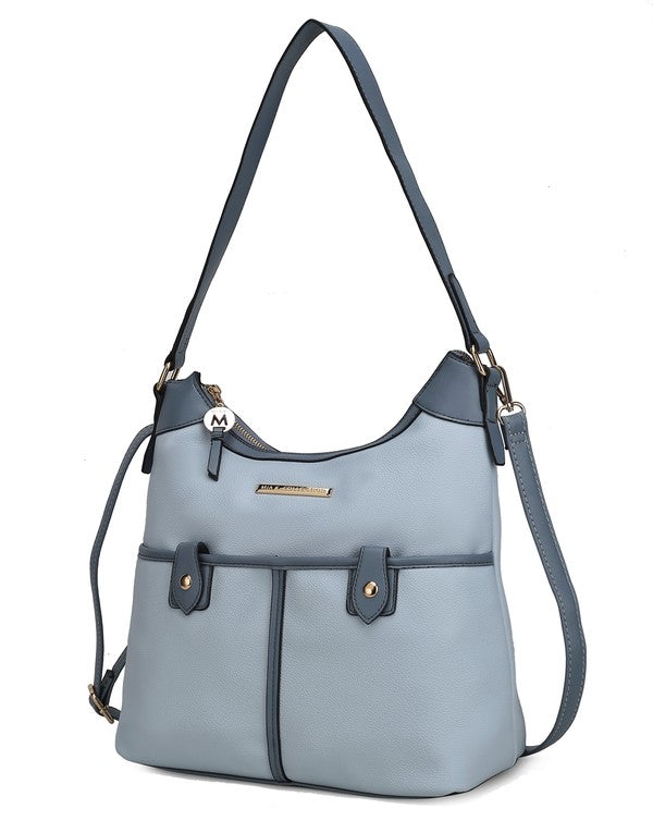 The Harper Vegan Leather Shoulder Bag by Mia K-MKF Collection by Mia K-Light Blue - Denim-One Size-[option4]-[option5]-[option6]-[option7]-[option8]-Shop-Boutique-Clothing-for-Women-Online