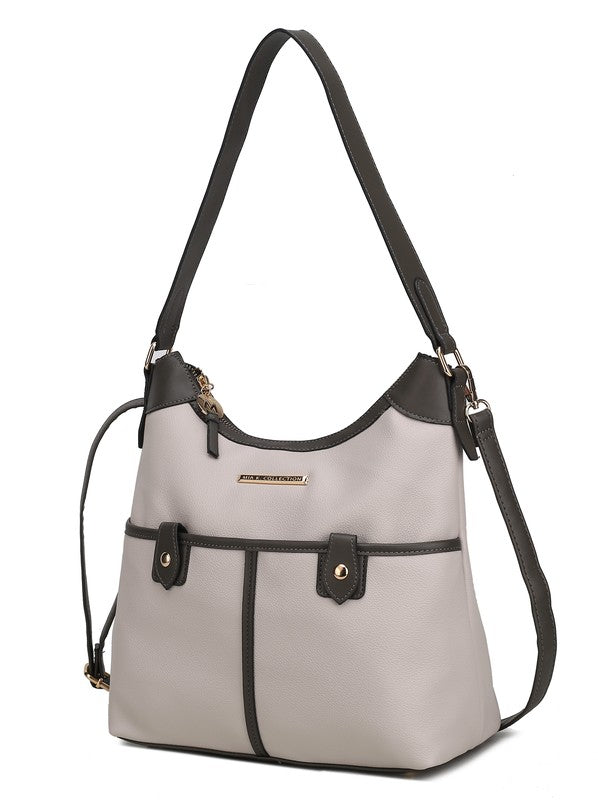 The Harper Vegan Leather Shoulder Bag by Mia K-MKF Collection by Mia K-Light Grey- Charcoal-One Size-[option4]-[option5]-[option6]-[option7]-[option8]-Shop-Boutique-Clothing-for-Women-Online