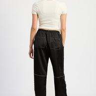 SATIN LOUNGE PANTS WITH CONTRASTED STITCH-Emory Park-[option4]-[option5]-[option6]-[option7]-[option8]-Shop-Boutique-Clothing-for-Women-Online