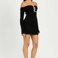 OFF SHOULDER BODYCON DRESS WITH BOW DETAIL-Emory Park-[option4]-[option5]-[option6]-[option7]-[option8]-Shop-Boutique-Clothing-for-Women-Online