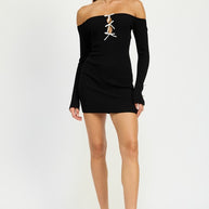 OFF SHOULDER BODYCON DRESS WITH BOW DETAIL-Emory Park-[option4]-[option5]-[option6]-[option7]-[option8]-Shop-Boutique-Clothing-for-Women-Online