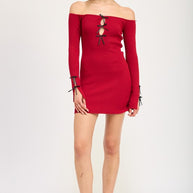 OFF SHOULDER BODYCON DRESS WITH BOW DETAIL-Emory Park-[option4]-[option5]-[option6]-[option7]-[option8]-Shop-Boutique-Clothing-for-Women-Online