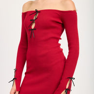 OFF SHOULDER BODYCON DRESS WITH BOW DETAIL-Emory Park-[option4]-[option5]-[option6]-[option7]-[option8]-Shop-Boutique-Clothing-for-Women-Online