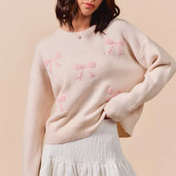 SO ME Embroidered Ribbon Round Neck Sweater-Sweaters-Trendsi-[option4]-[option5]-[option6]-[option7]-[option8]-Shop-Boutique-Clothing-for-Women-Online