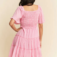 Davi & Dani Jacquard Checker Smocking Tiered Dress-Dresses-Trendsi-[option4]-[option5]-[option6]-[option7]-[option8]-Shop-Boutique-Clothing-for-Women-Online
