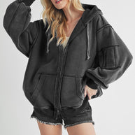 Fiori Hoodie Jacket-Aemi + Co-BLACK-S-[option4]-[option5]-[option6]-[option7]-[option8]-Shop-Boutique-Clothing-for-Women-Online