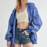 Fiori Hoodie Jacket-Aemi + Co-BLUE-S-[option4]-[option5]-[option6]-[option7]-[option8]-Shop-Boutique-Clothing-for-Women-Online