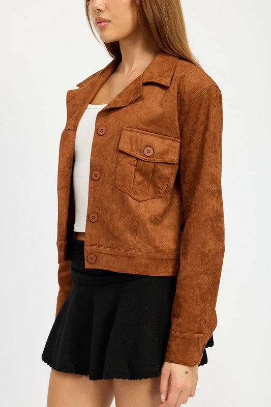 SUDE JACKET WITH POCKETS-Emory Park-[option4]-[option5]-[option6]-[option7]-[option8]-Shop-Boutique-Clothing-for-Women-Online