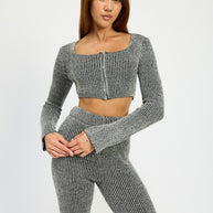 SQUARE NECK CROPPED TOP WITH ZIPPER-Emory Park-[option4]-[option5]-[option6]-[option7]-[option8]-Shop-Boutique-Clothing-for-Women-Online