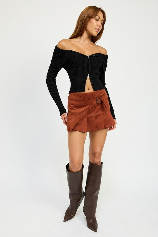 WRAPPED BUCKLE BELT MINI SKIRT-Emory Park-[option4]-[option5]-[option6]-[option7]-[option8]-Shop-Boutique-Clothing-for-Women-Online