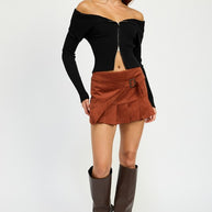 WRAPPED BUCKLE BELT MINI SKIRT-Emory Park-[option4]-[option5]-[option6]-[option7]-[option8]-Shop-Boutique-Clothing-for-Women-Online