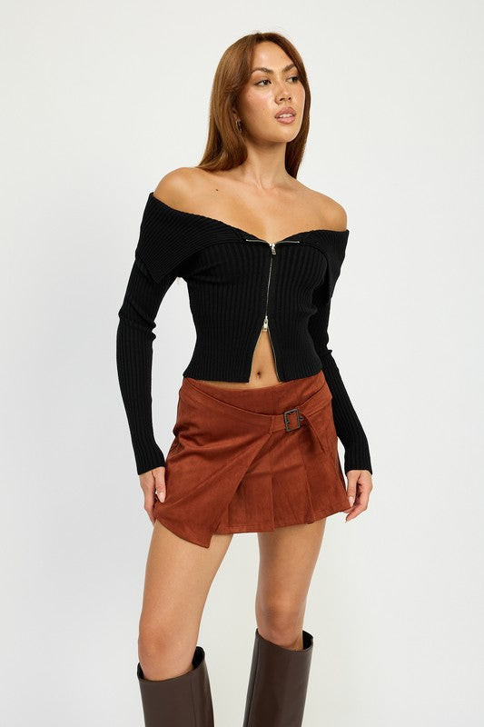 WRAPPED BUCKLE BELT MINI SKIRT-Emory Park-[option4]-[option5]-[option6]-[option7]-[option8]-Shop-Boutique-Clothing-for-Women-Online