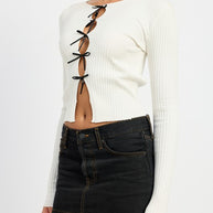 LONG SLEEVE RIBBED TOP WITH BOW DETAIL-Emory Park-[option4]-[option5]-[option6]-[option7]-[option8]-Shop-Boutique-Clothing-for-Women-Online