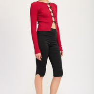 LONG SLEEVE RIBBED TOP WITH BOW DETAIL-Emory Park-[option4]-[option5]-[option6]-[option7]-[option8]-Shop-Boutique-Clothing-for-Women-Online