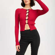 LONG SLEEVE RIBBED TOP WITH BOW DETAIL-Emory Park-[option4]-[option5]-[option6]-[option7]-[option8]-Shop-Boutique-Clothing-for-Women-Online