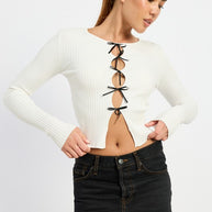 LONG SLEEVE RIBBED TOP WITH BOW DETAIL-Emory Park-[option4]-[option5]-[option6]-[option7]-[option8]-Shop-Boutique-Clothing-for-Women-Online
