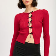 LONG SLEEVE RIBBED TOP WITH BOW DETAIL-Emory Park-[option4]-[option5]-[option6]-[option7]-[option8]-Shop-Boutique-Clothing-for-Women-Online