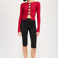 LONG SLEEVE RIBBED TOP WITH BOW DETAIL-Emory Park-[option4]-[option5]-[option6]-[option7]-[option8]-Shop-Boutique-Clothing-for-Women-Online