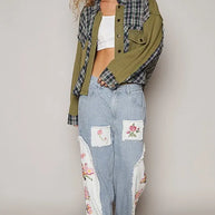 POL Plaid Button Down Shirt with Chest Pockets-Blouses-Trendsi-[option4]-[option5]-[option6]-[option7]-[option8]-Shop-Boutique-Clothing-for-Women-Online
